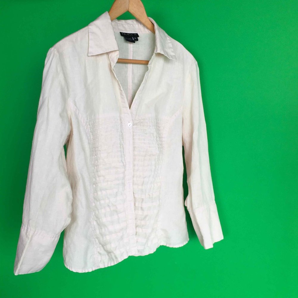 Tracy M. Light Yellow Blouse - 100% Linen